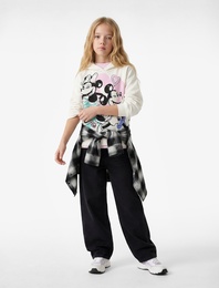 Lisanslı Mickey ve Minnie Mouse Baskılı Şardonlu Oversize Kapşonlu  Sweatshirt