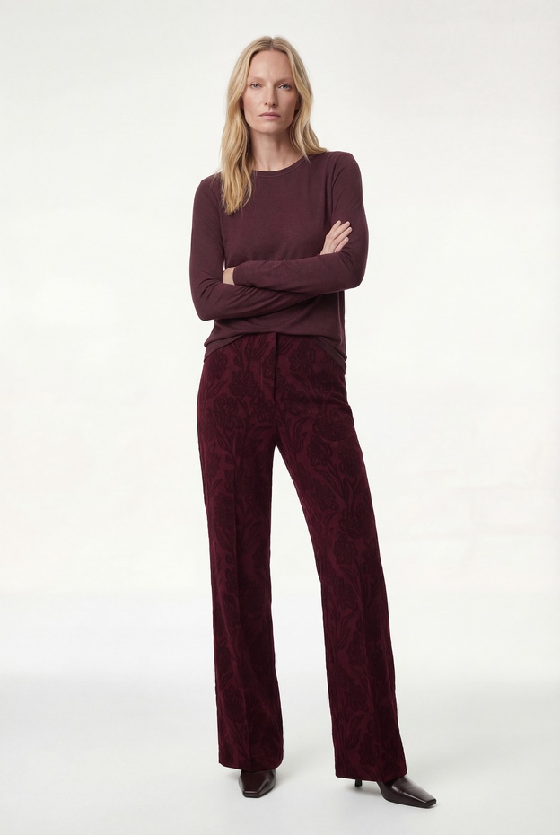  Floral Desenli Düz Uzun Geniş Paça Palazzo Pantolon