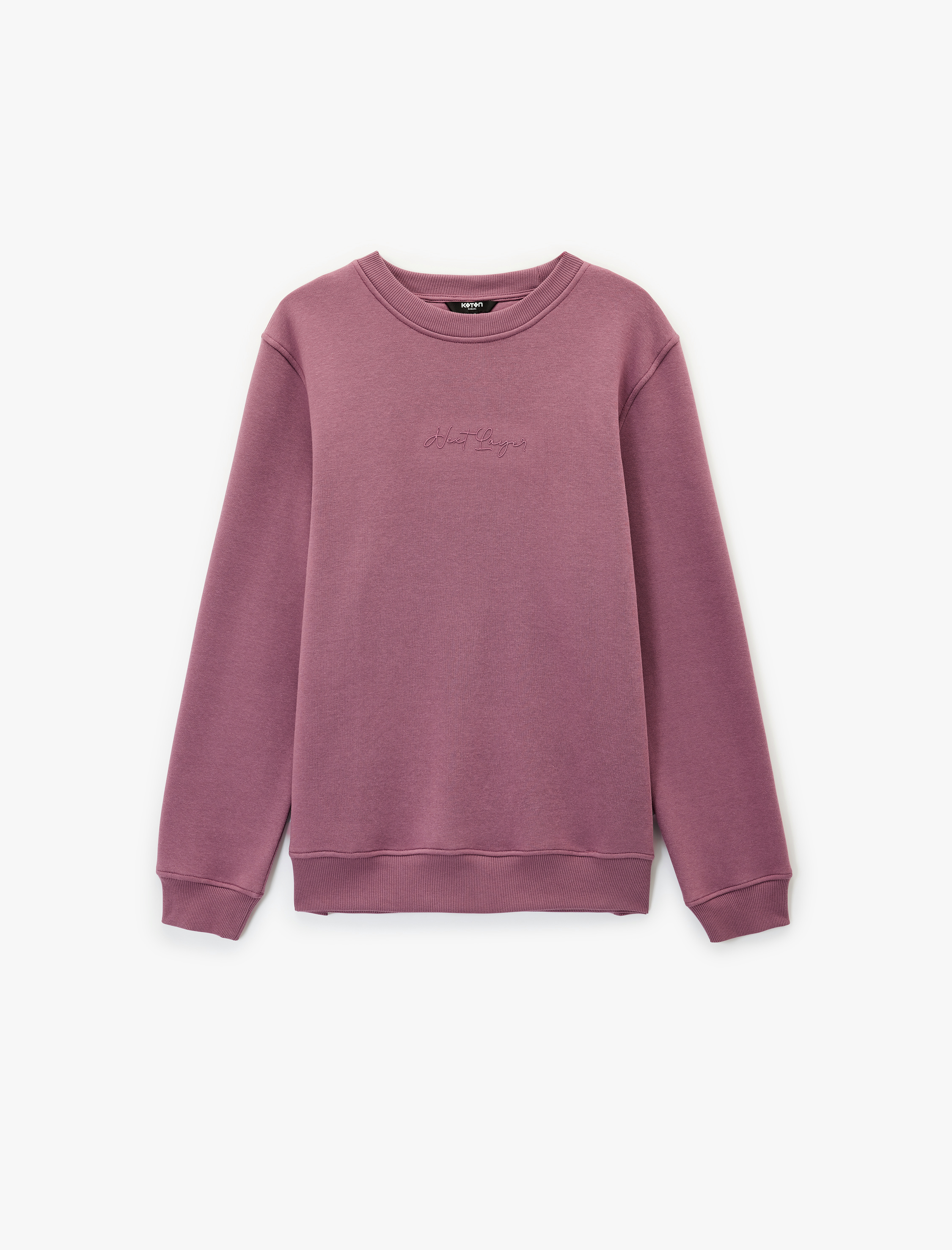   Regular Fit Pamuk Viskon Karışımlı Şardonlu Bisiklet Yaka Baskılı Sweatshirt