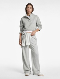 Dik Yaka Çıtçıt Düğmeli Stoperli Spor Oversize Sweatshirt