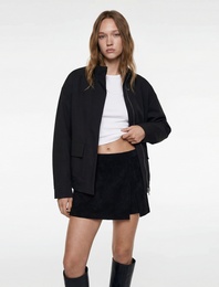 Yırtmaç Detaylı Standart Bel Mini Şort Etek