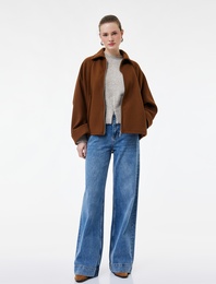 Düğmeli Cepli Regular Fit Pamuklu Geniş Paça Jean Pantolon -  Wide Leg Jeans