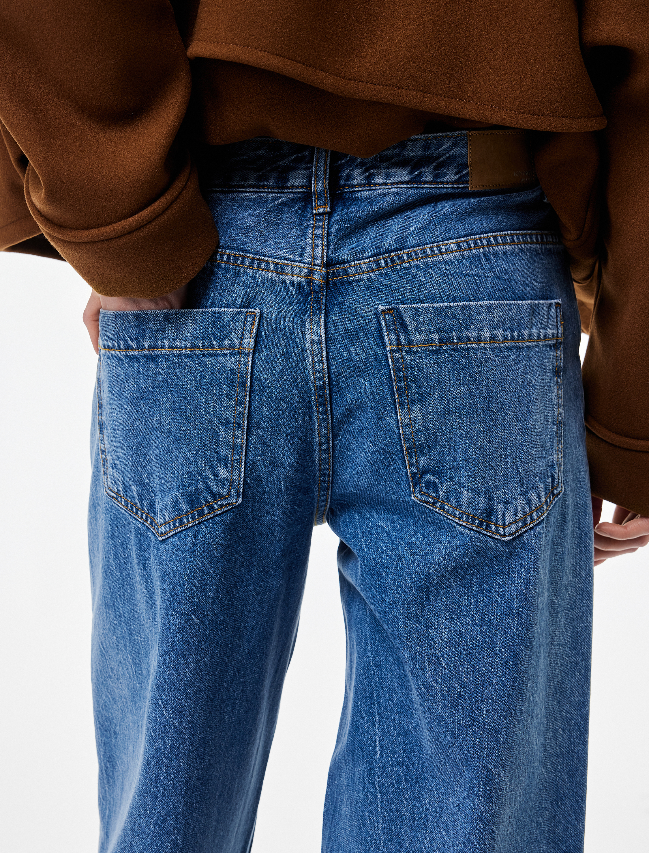   Düğmeli Cepli Regular Fit Pamuklu Geniş Paça Jean Pantolon -  Wide Leg Jeans