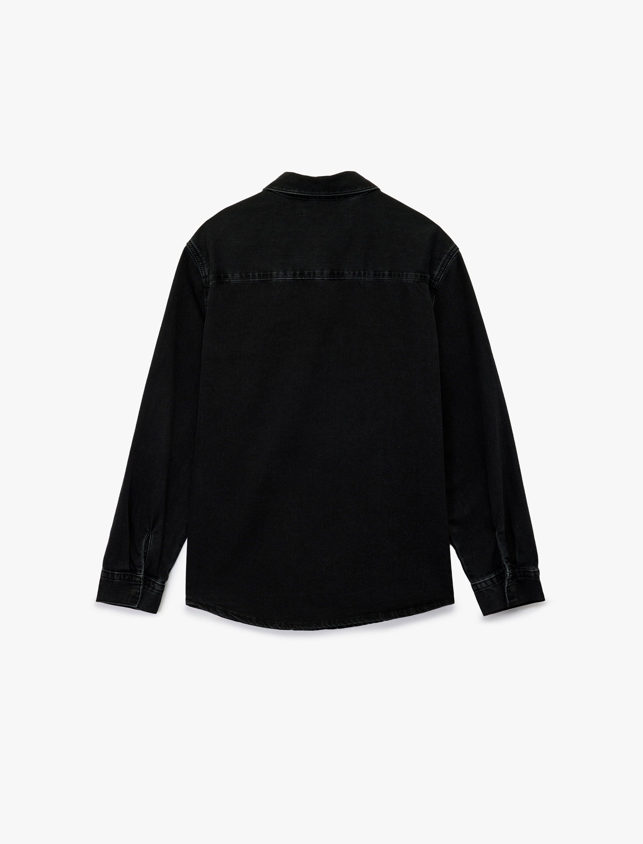   Rahat Kalıp Uzun Kollu Düğmeli Kapaklı Cepli Klasik Yaka Pamuklu Jean Gömlek