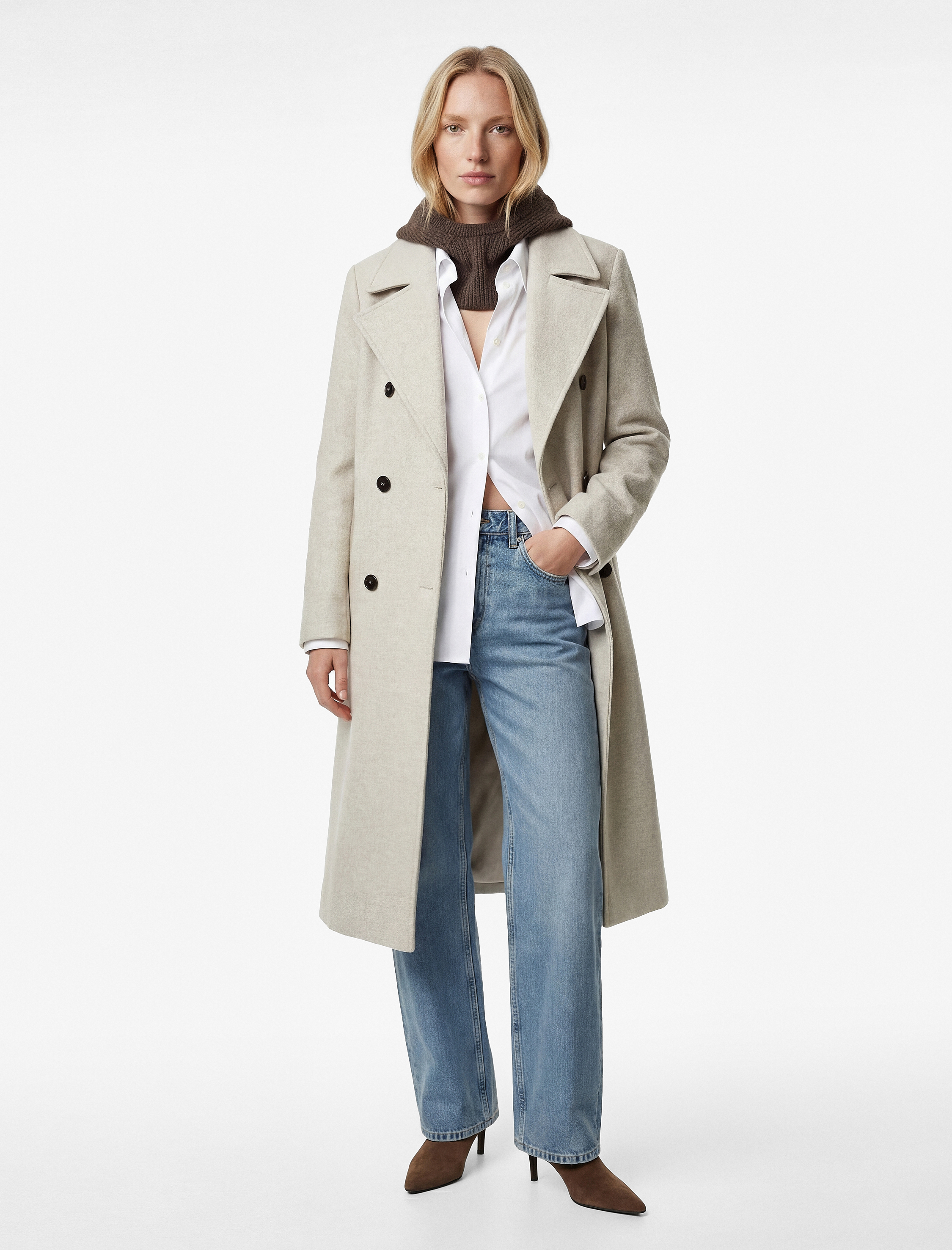   Trenç Kaban Uzun Kollu Cepli Kruvaze Kemerli