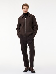 Regular Fit Cepli Gömlek Yaka Fermuarlı Kaşe Ceket