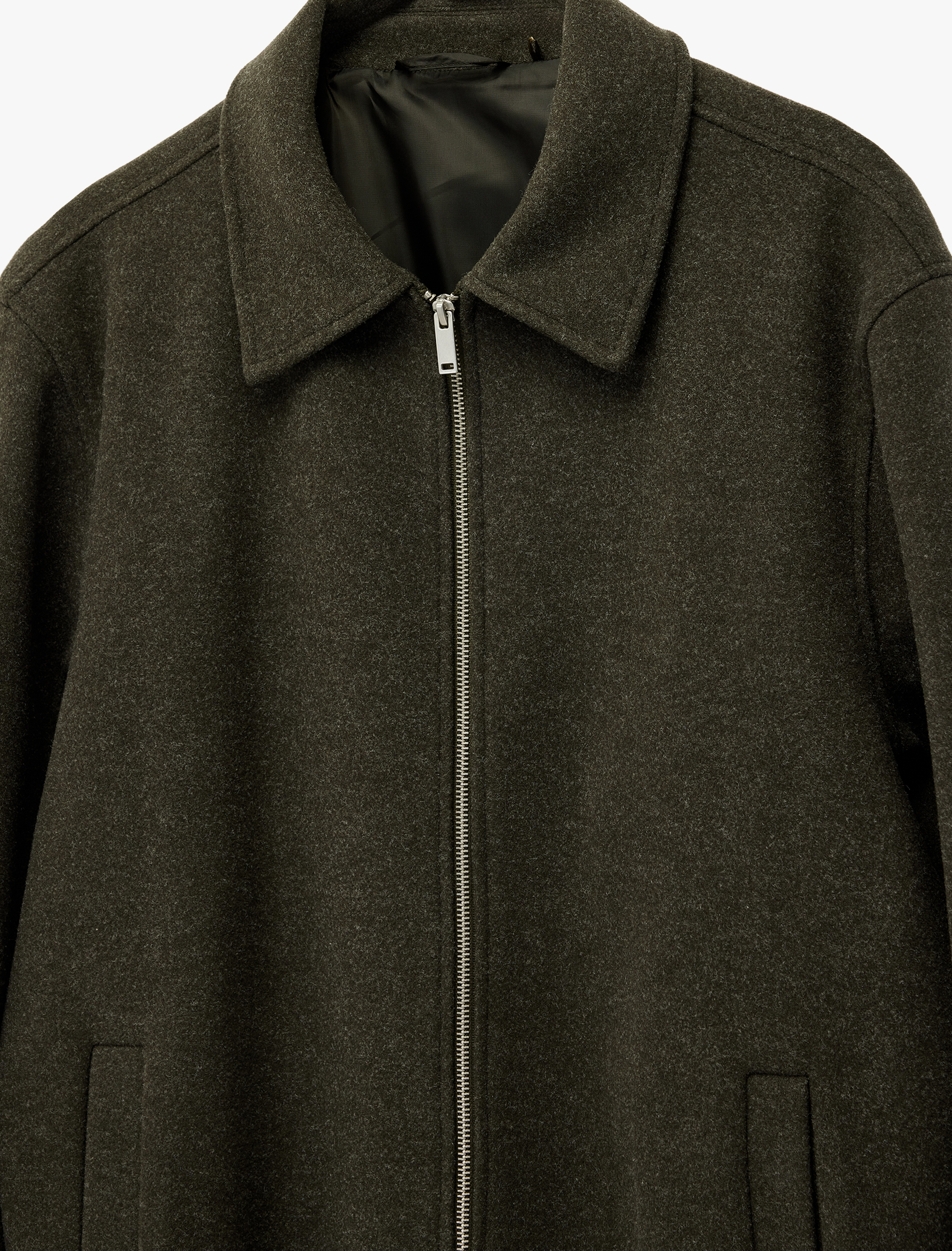   Regular Fit Cepli Gömlek Yaka Fermuarlı Kaşe Ceket