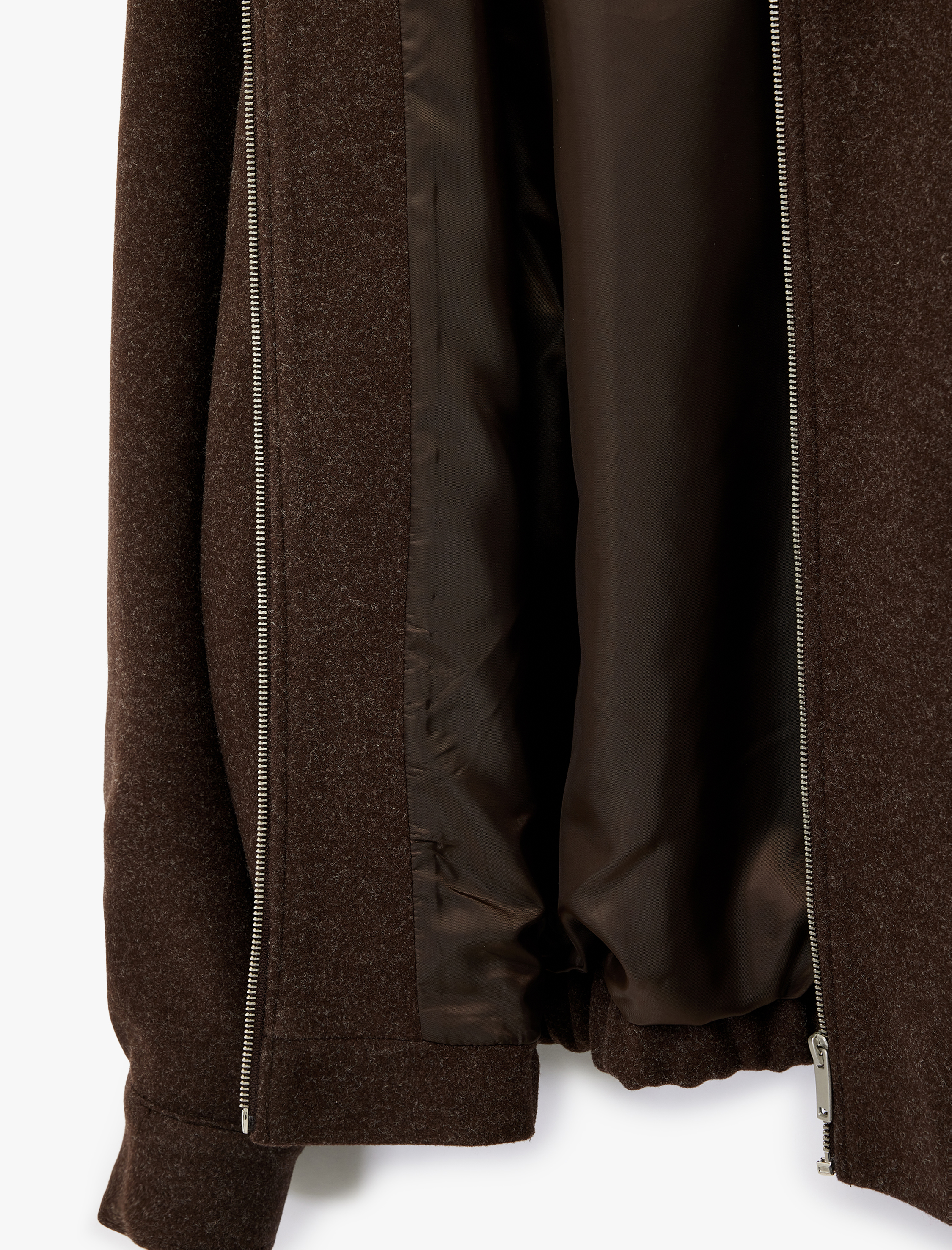   Regular Fit Cepli Gömlek Yaka Fermuarlı Kaşe Ceket