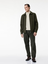 Regular Fit Cepli Gömlek Yaka Fermuarlı Kaşe Ceket