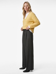 Bağlama Detaylı Cepli Geniş Paça Kumaş Pantolon