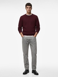 Regular Fit Uzun Kollu Dokulu Bisiklet Yaka Sweatshirt