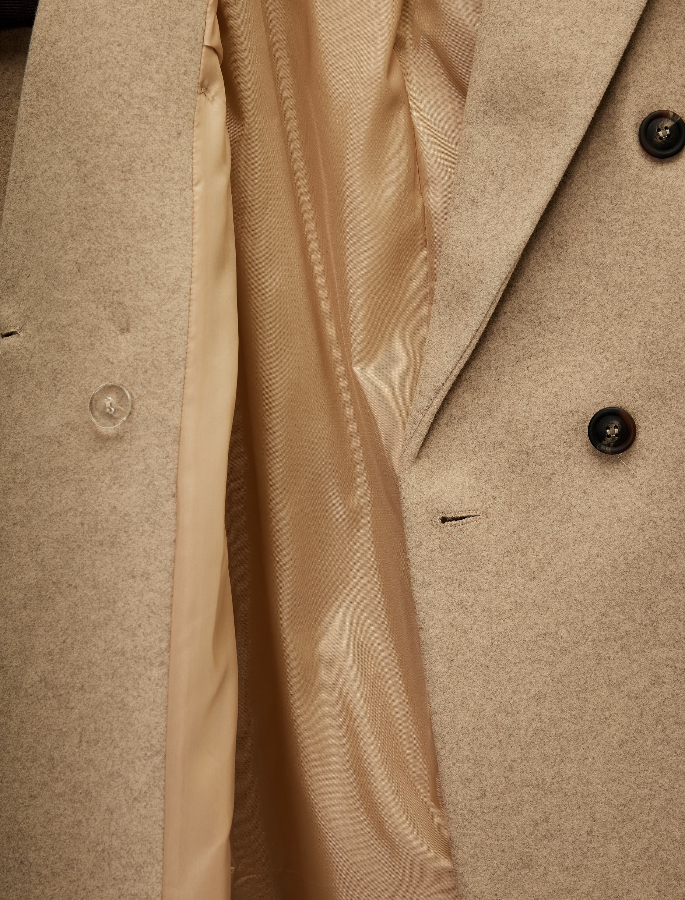   Cepli Uzun Kollu Kruvaze Düğmeli Kaşe Kaban