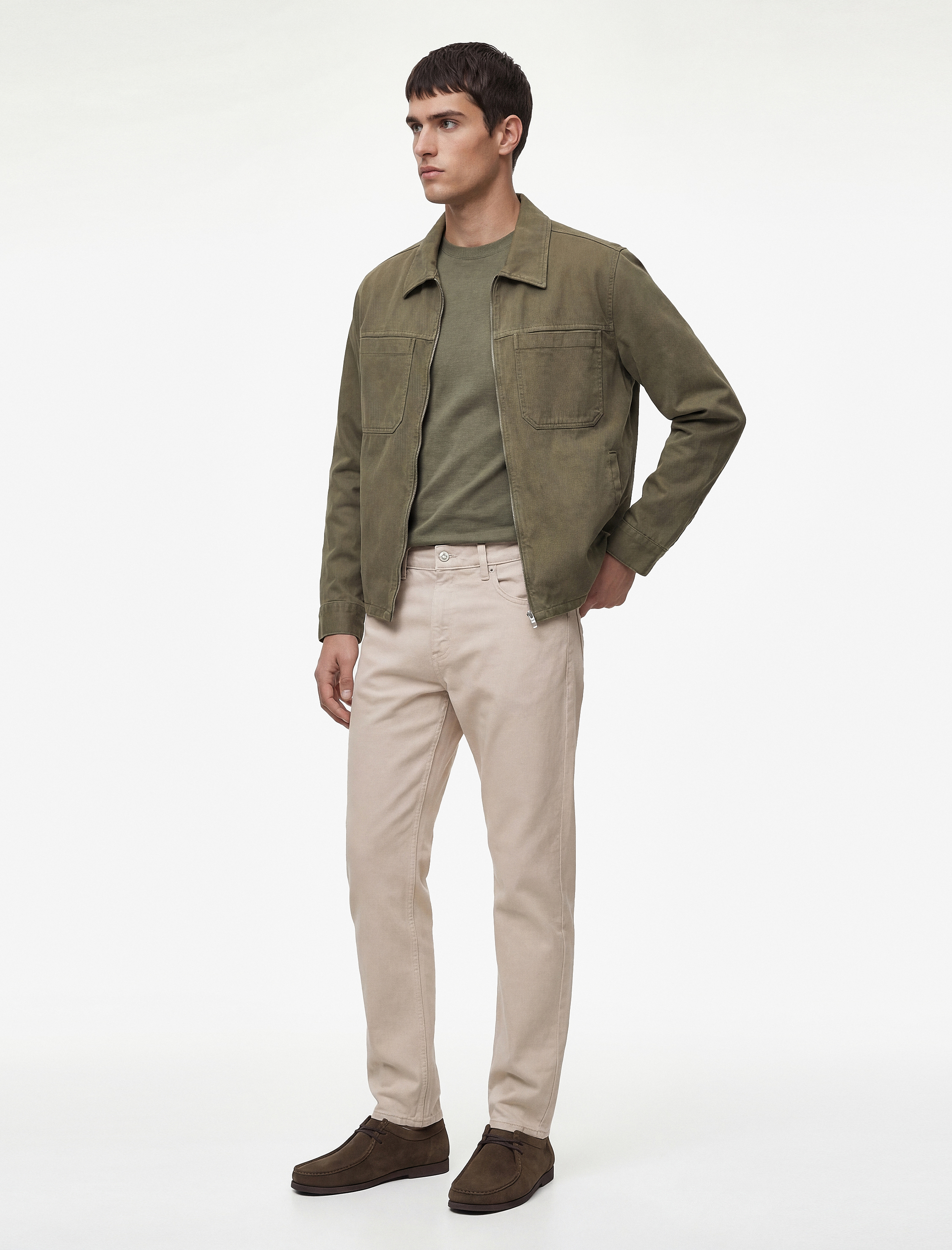   Regular Fit Uzun Kollu Cep Detaylı Fermuarlı Gömlek Ceket