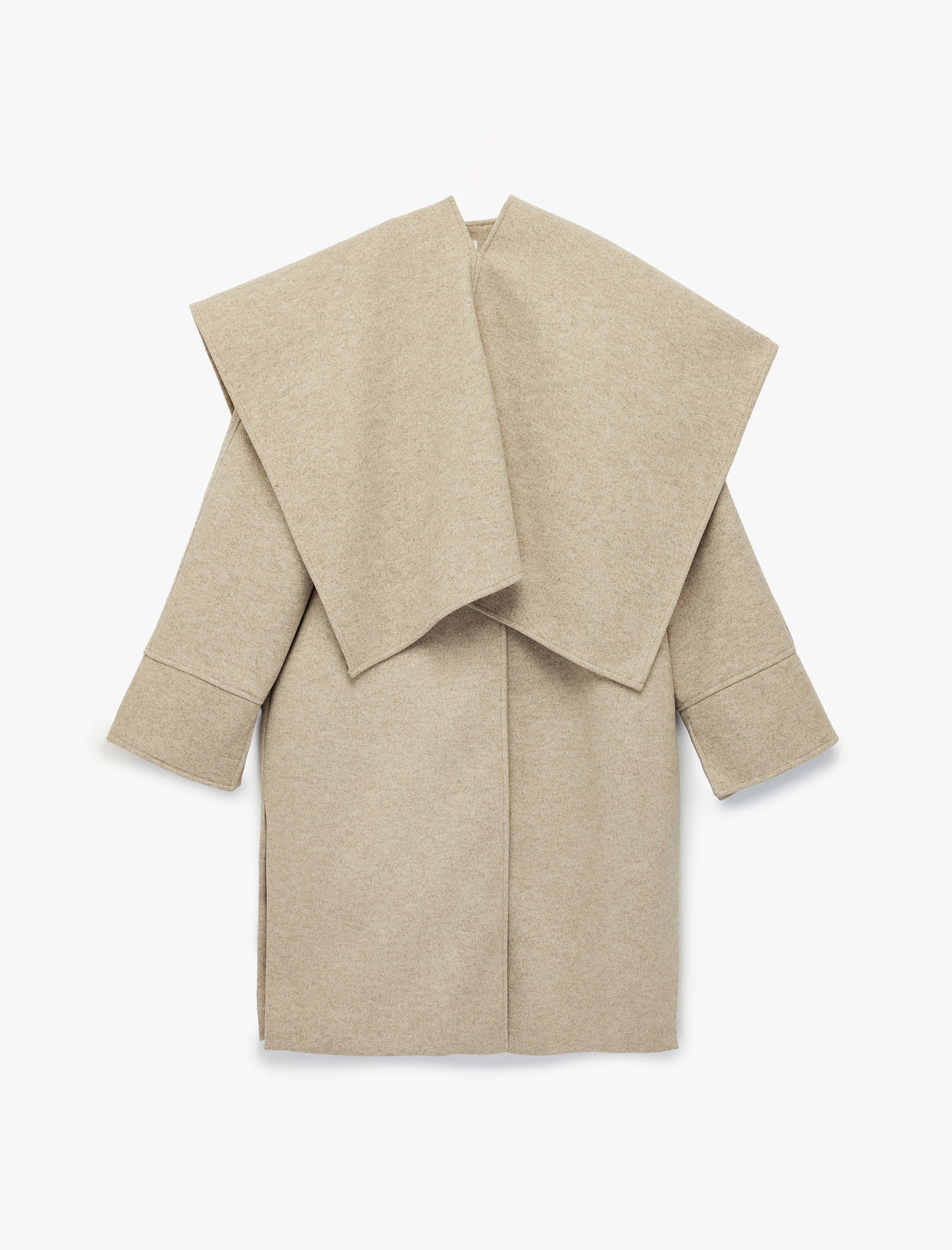   Atkılı Oversize Kaban Kaşe Uzun Kollu Düğmeli Cepli