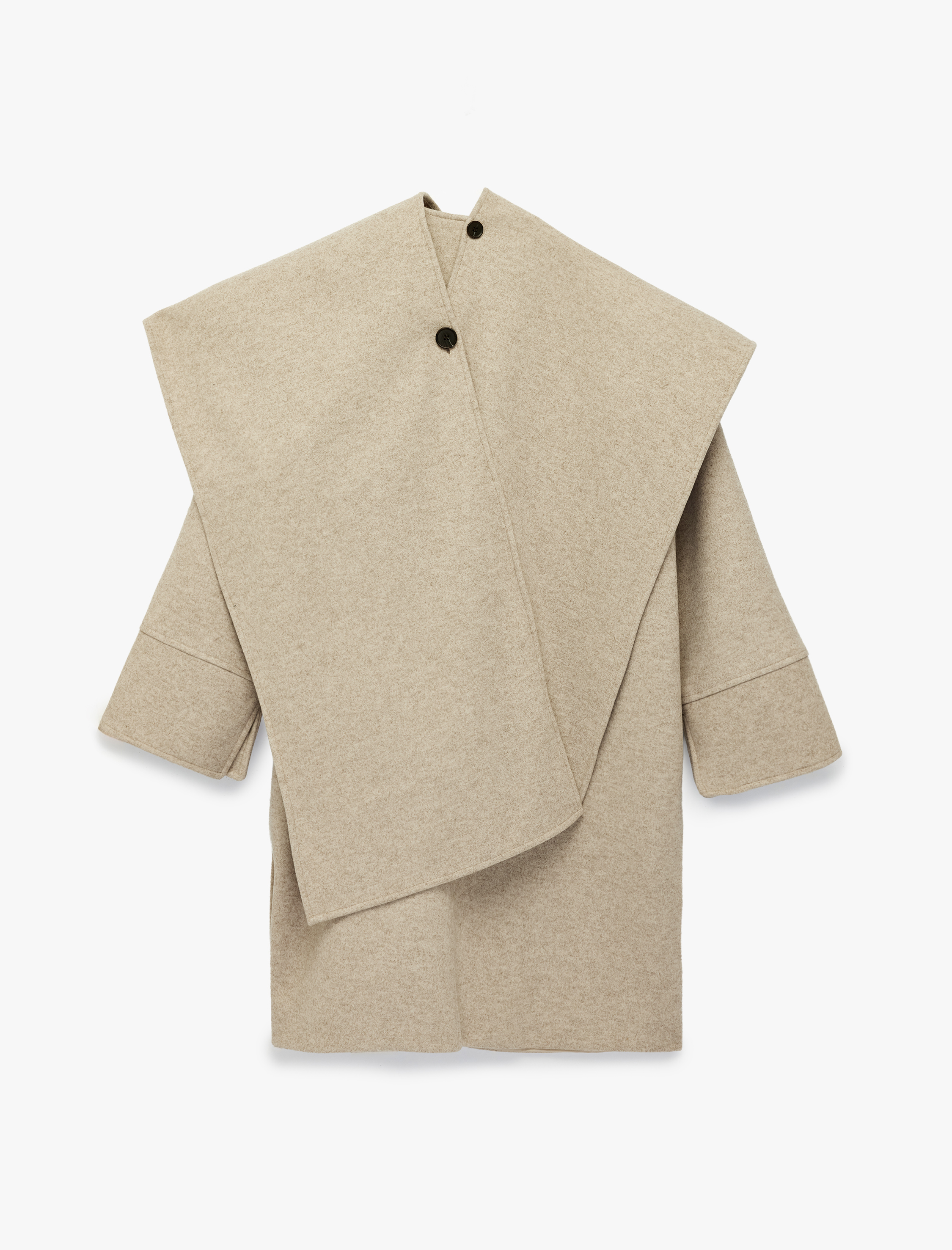   Atkılı Oversize Kaban Kaşe Uzun Kollu Düğmeli Cepli