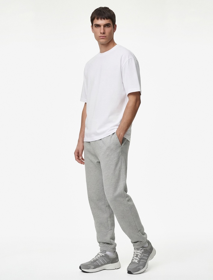  Beli Bağcıklı Cepli Şardonlu Spor Jogger Eşofman Altı