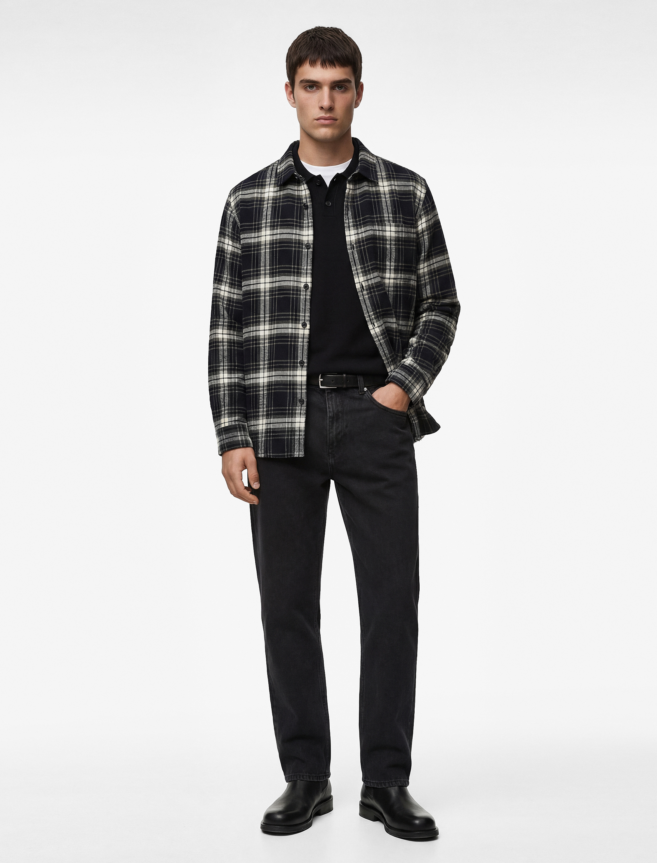   Uzun Kollu Düğmeli Regular Fit Klasik Yaka Oduncu Gömleği