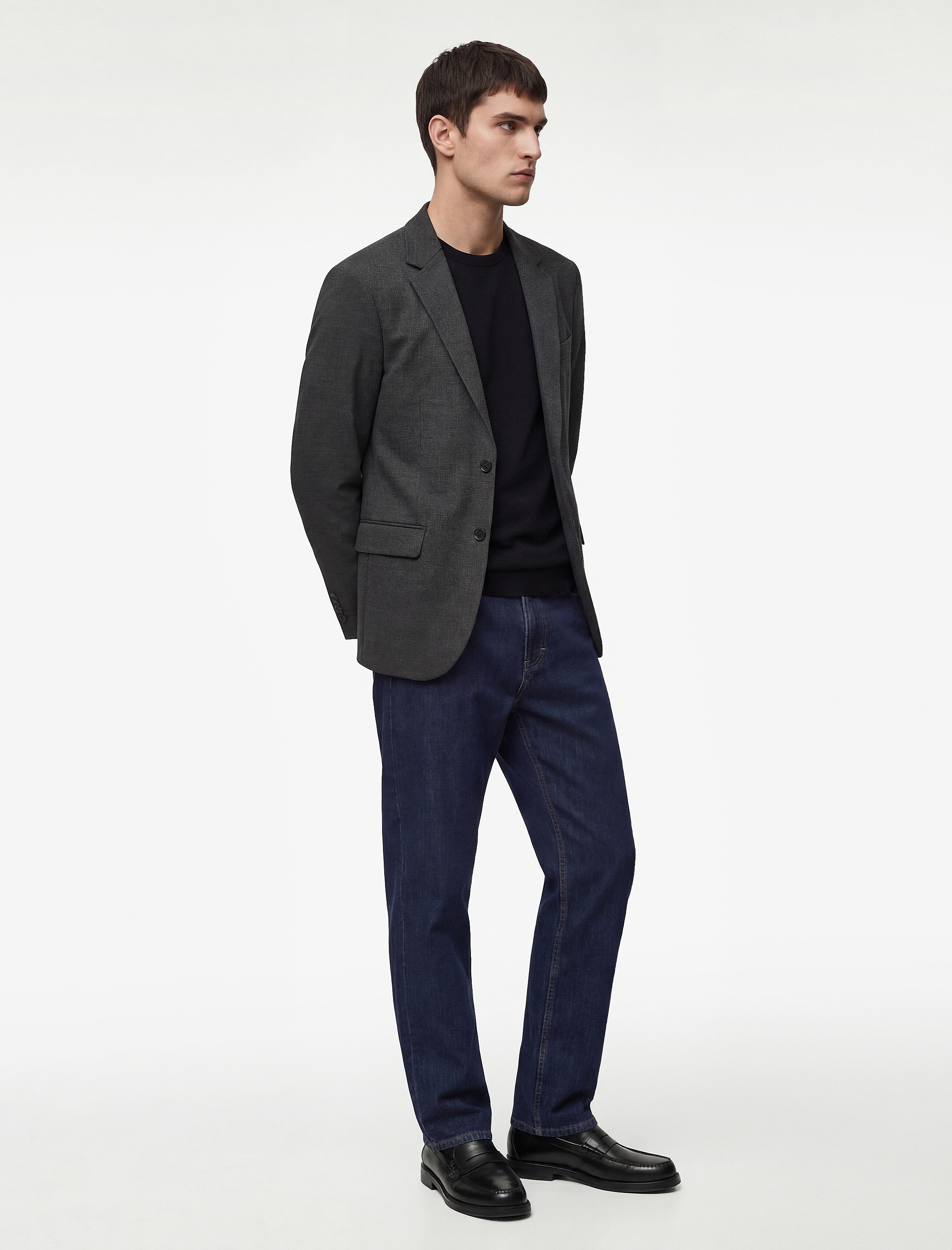   Slim Fit Viskon Karışımlı Düğmeli Kapaklı Cepli Mono Yaka Blazer Ceket