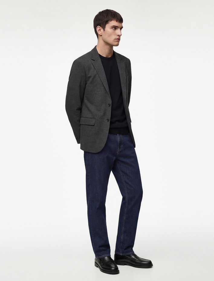  Slim Fit Viskon Karışımlı Düğmeli Kapaklı Cepli Mono Yaka Blazer Ceket