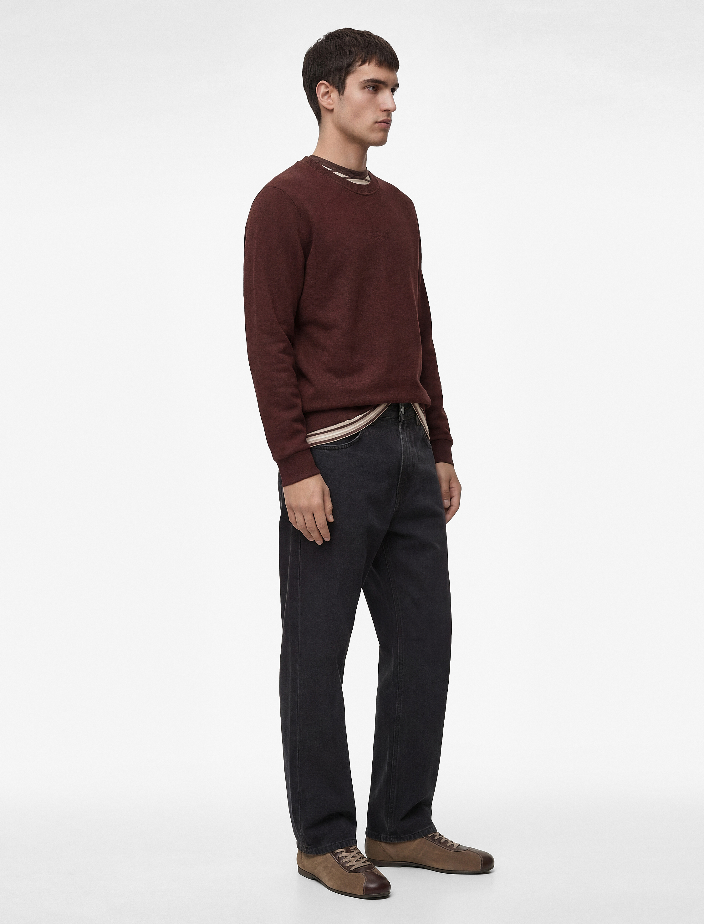   Regular Fit Uzun Kollu Bisiklet Yaka Baskılı Sweatshirt