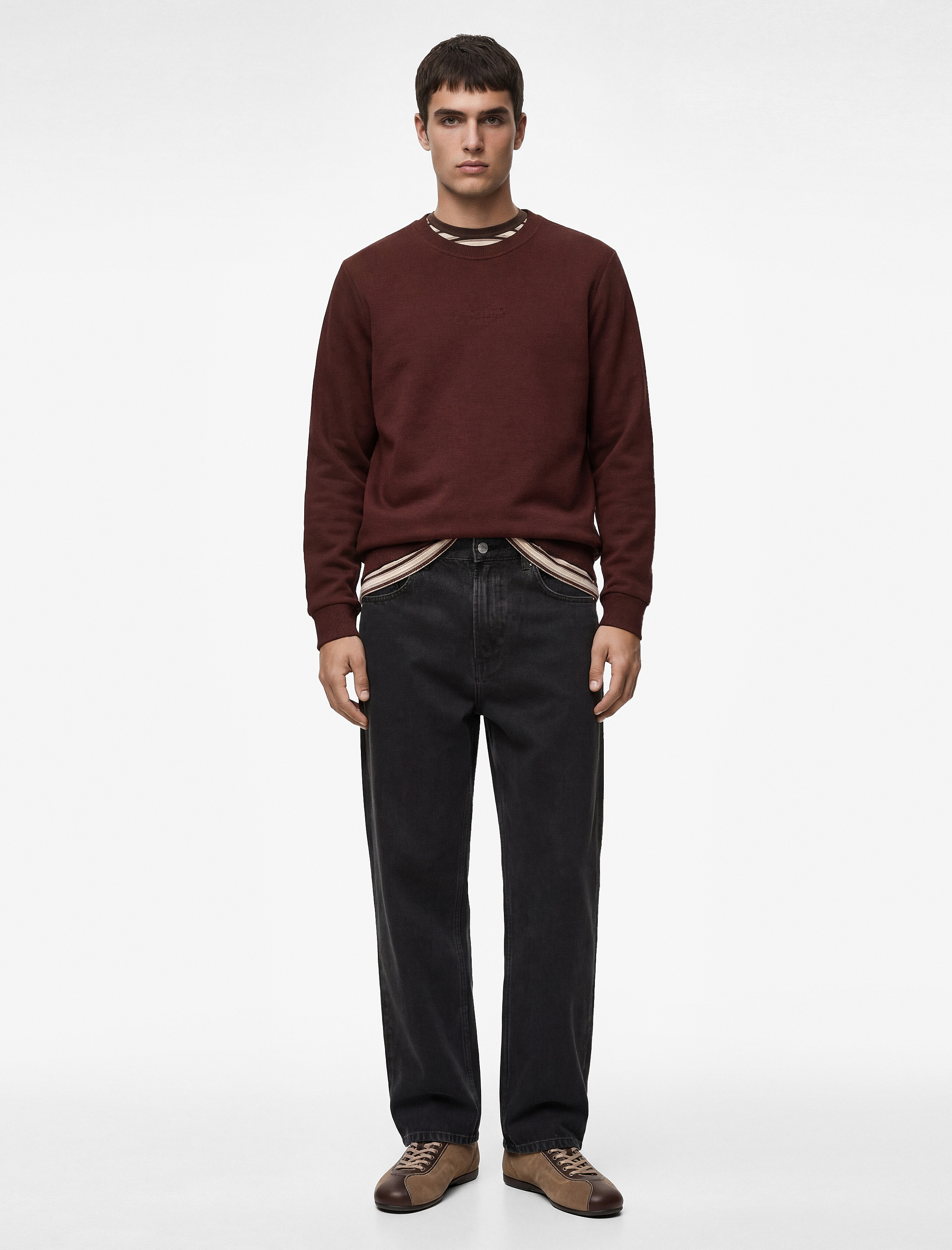   Regular Fit Uzun Kollu Bisiklet Yaka Baskılı Sweatshirt