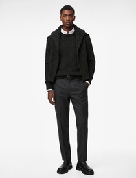 Uzun Kollu Bisiklet Yaka Saç Örgüsü Dokulu Triko Kazak