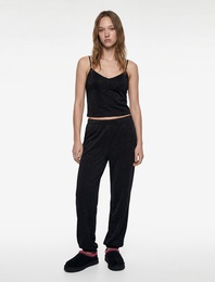 V Yaka Parıltılı Askılı Pijama Üstü