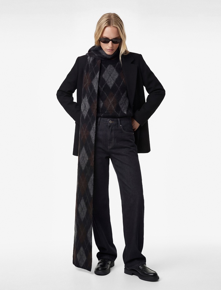  Kemerli Kaşe Kaban Cepli Uzun Kollu