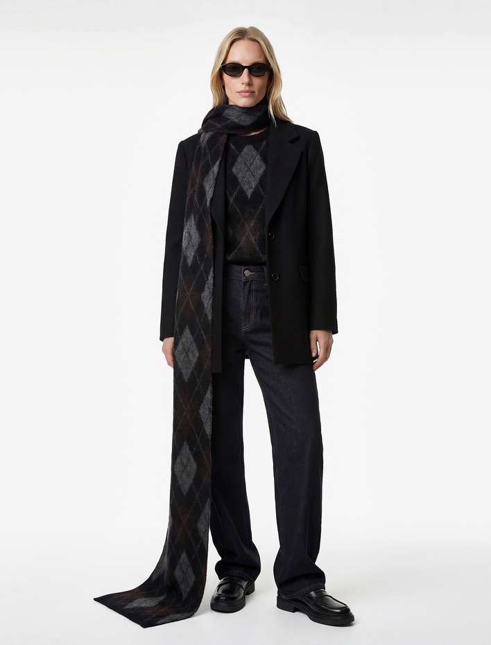  Kemerli Kaşe Kaban Cepli Uzun Kollu