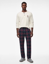 Straight Fit Beli Bağcıklı Pamuklu Dokuma Pijama Altı