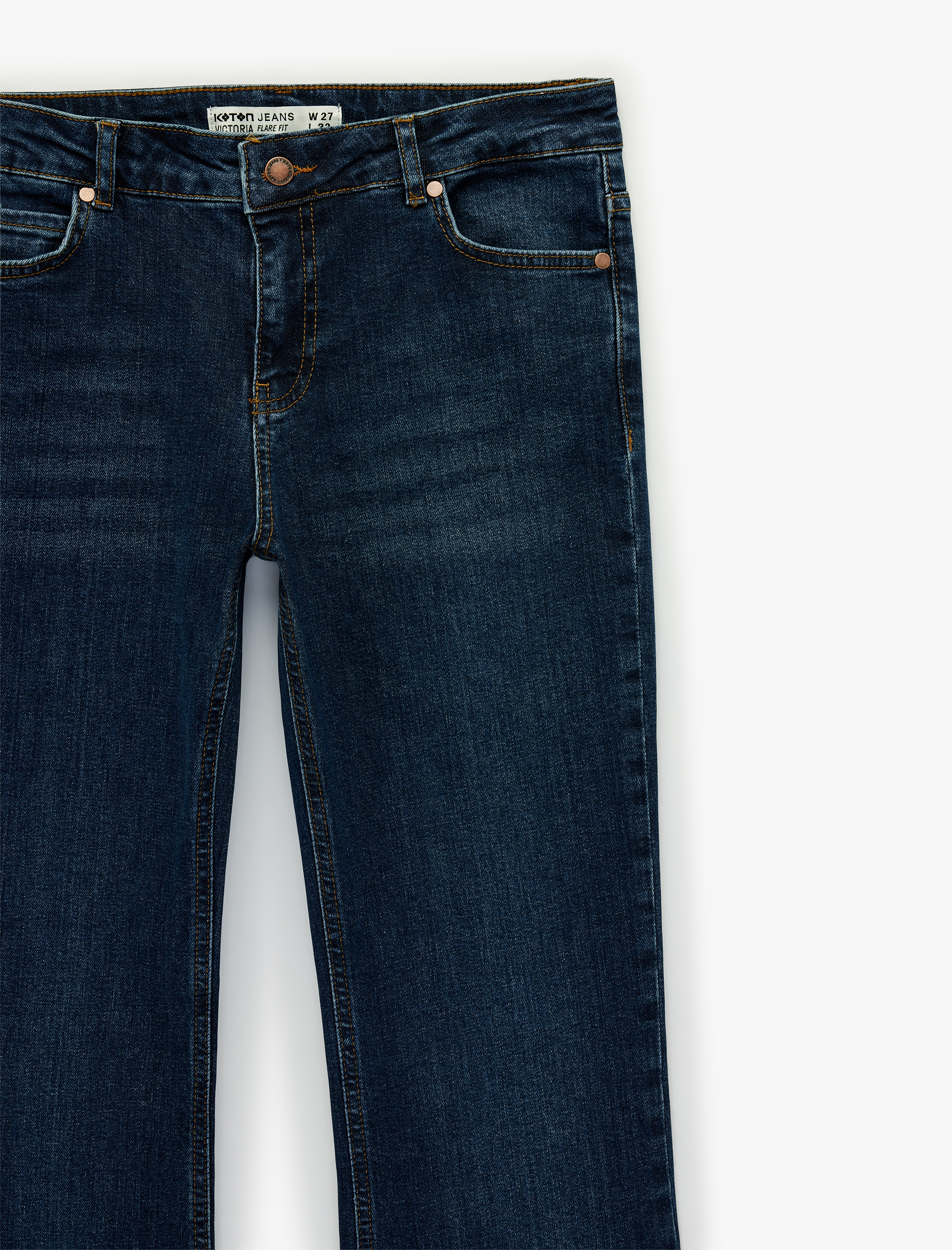   Pamuklu Düşük Bel Dar Kalıp İspanyol Paça Jean Pantolon