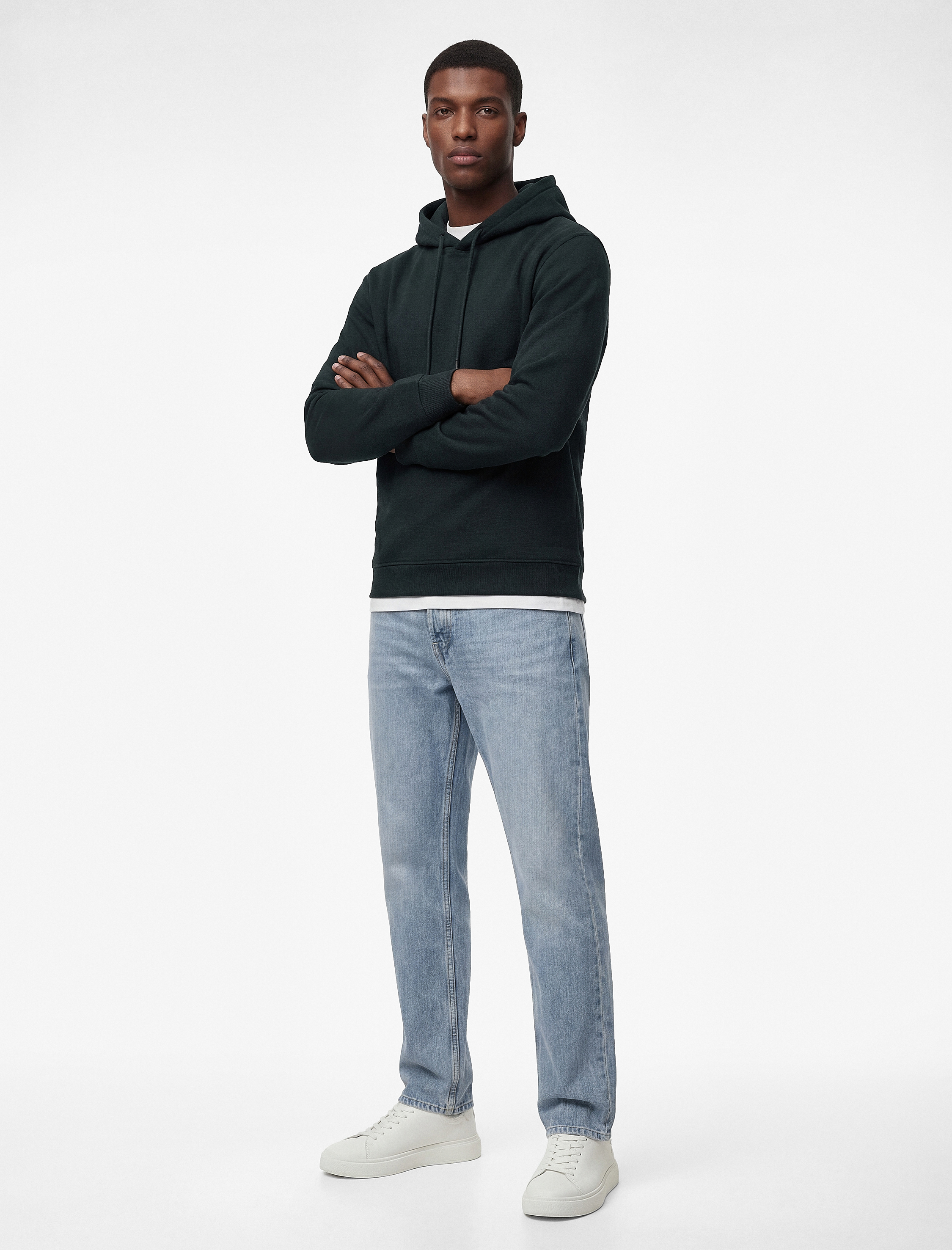   Şardonlu Uzun Kollu Basic Kapşonlu Sweatshirt