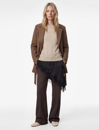 Kemerli Kaşe Kaban Cepli Uzun Kollu