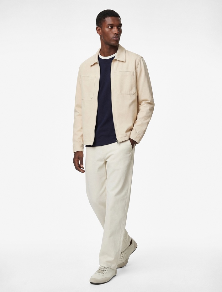  Regular Fit Uzun Kollu Cep Detaylı Fermuarlı Gömlek Ceket