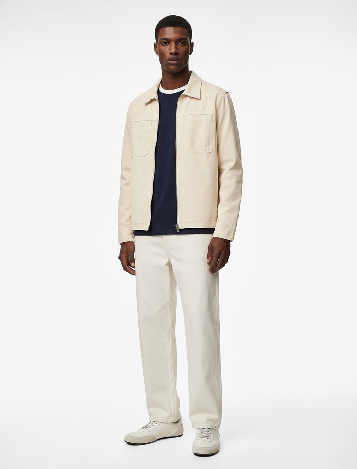  Regular Fit Uzun Kollu Cep Detaylı Fermuarlı Gömlek Ceket