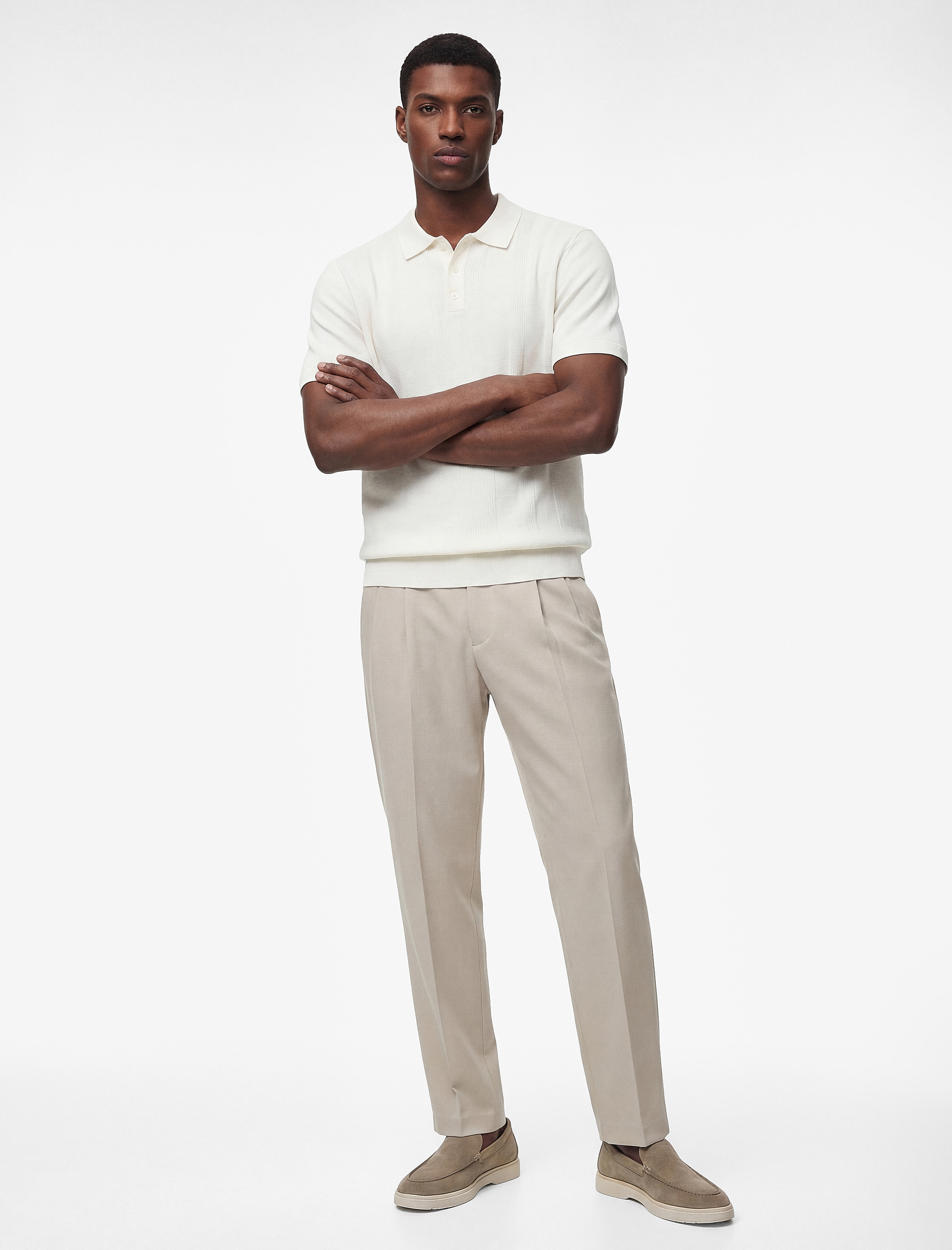   Regular Fit Pamuklu Dokulu Kısa Kollu Düğmeli Polo Yaka Pamuklu Triko Tişört