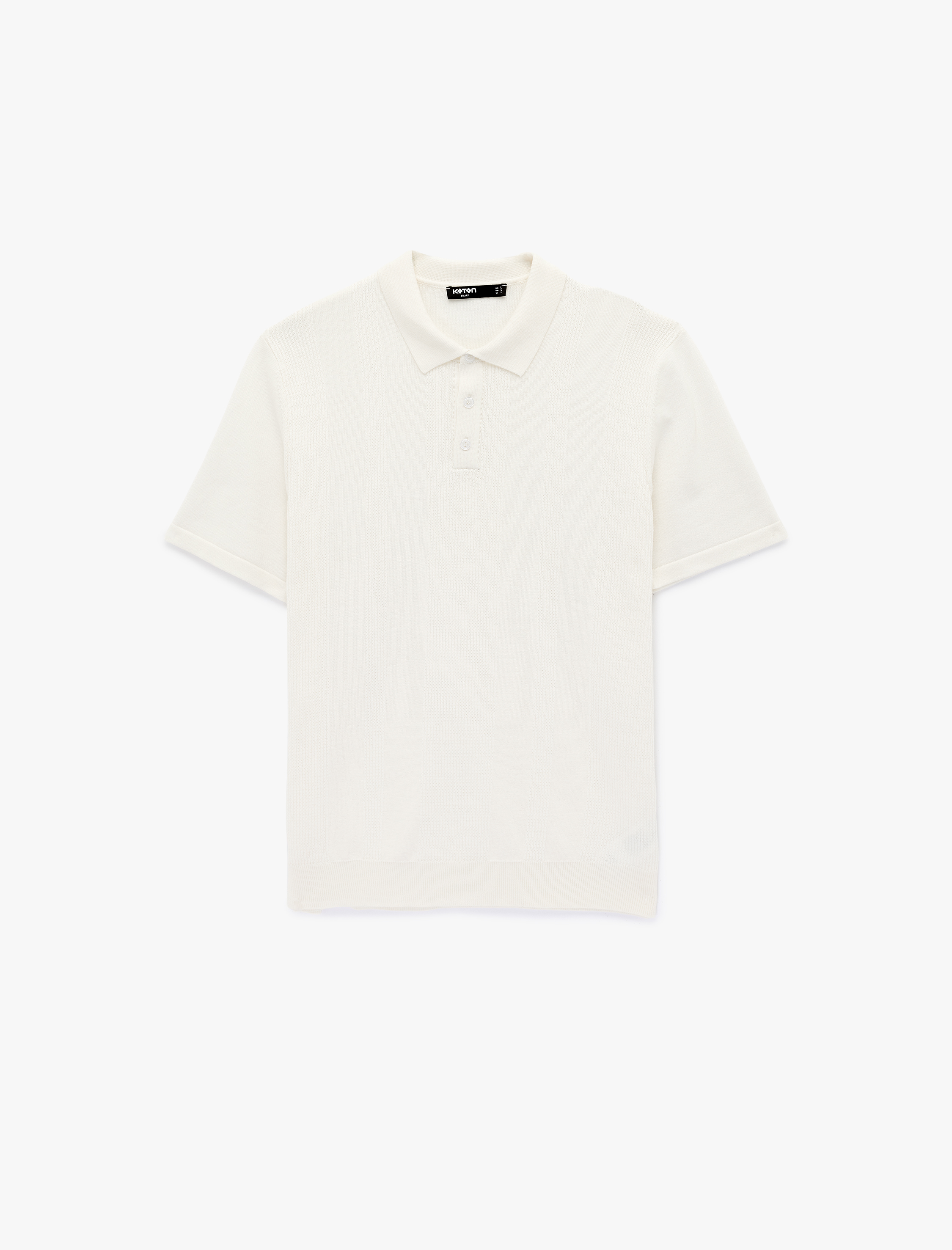   Regular Fit Pamuklu Dokulu Kısa Kollu Düğmeli Polo Yaka Pamuklu Triko Tişört