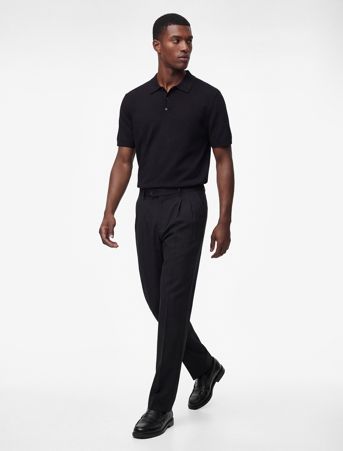  Regular Fit Kol Detaylı Düğmeli Polo Yaka Kısa Kollu Triko Tişört