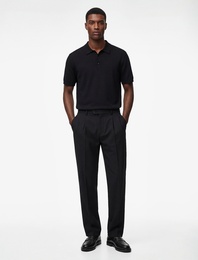 Regular Fit Kol Detaylı Düğmeli Polo Yaka Kısa Kollu Triko Tişört