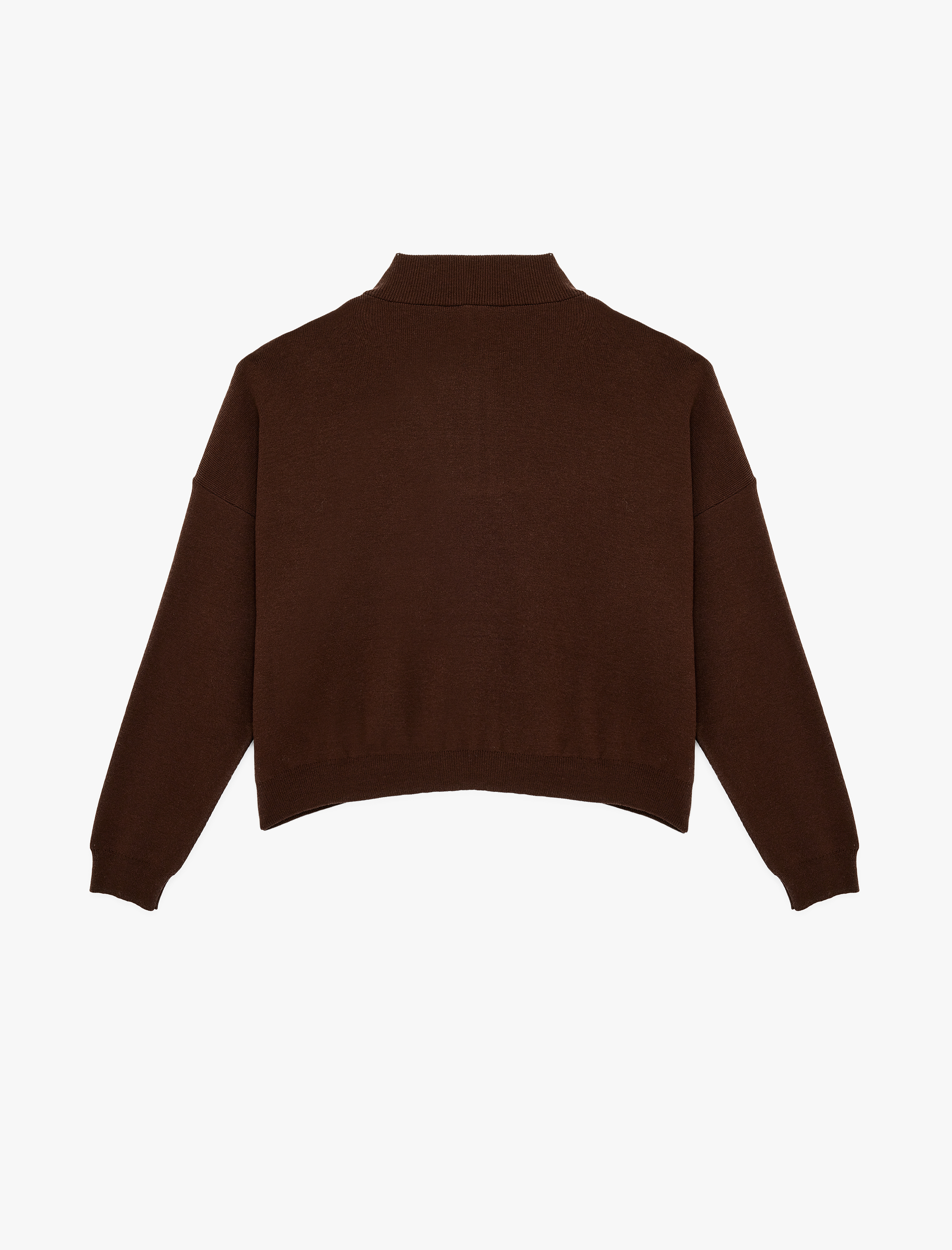   Uzun Kollu Yarım Fermuarlı Dik Yaka Triko Kazak