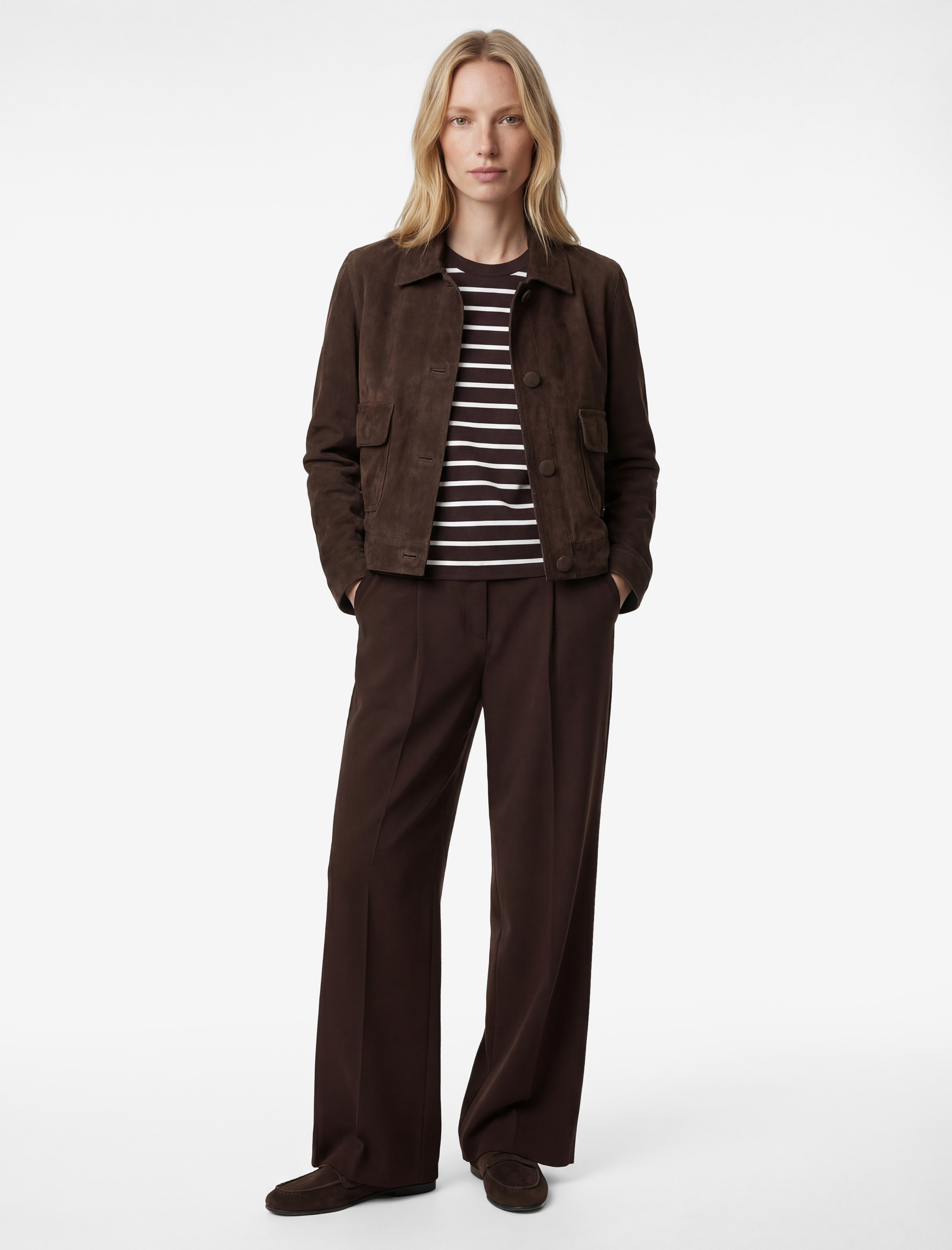   Cepli Pile Detaylı Düz Geniş Paça Palazzo Pantolon