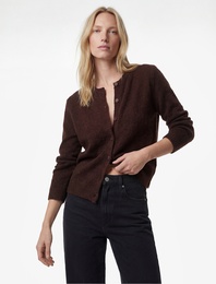 Uzun Kollu Bisiklet Yaka Düğmeli Triko Hırka