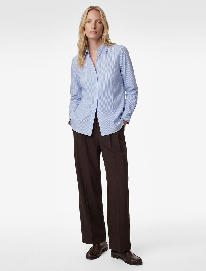  Regular Fit Uzun Kollu Klasik Yaka Çizgili Gömlek