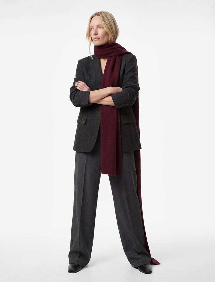  Çoban Dikişi Detaylı Düğmeli Uzun Kollu Cepli Kaşe Ceket