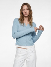 Uzun Kollu Bisiklet Yaka Düğmeli Slim Fit Hırka