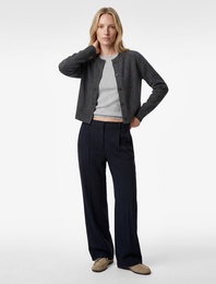 Yüksek Bel Geniş Paça Viskon Karışımlı Çizgili Pantolon