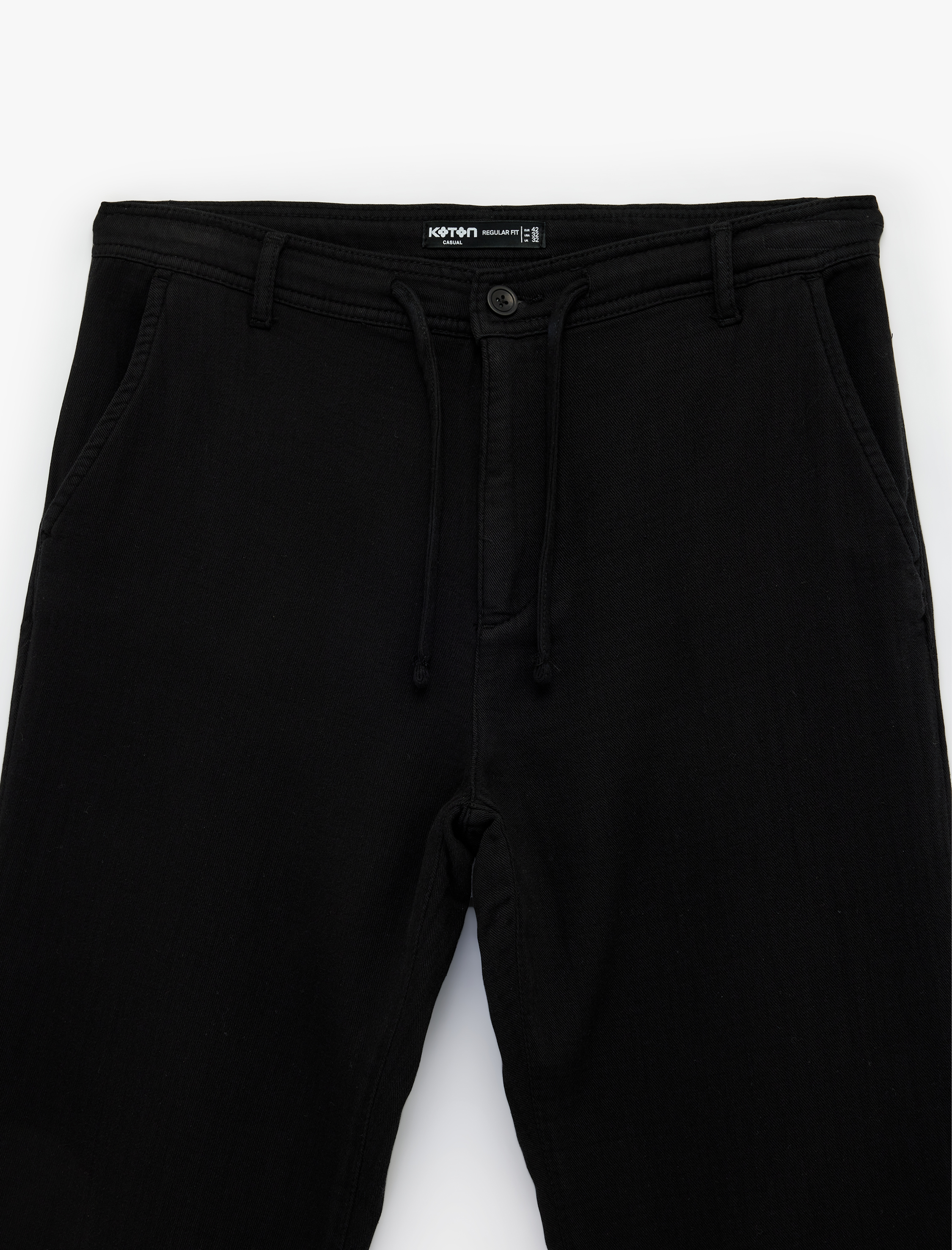   Pamuklu Cepli Straight Fit Beli Bağcıklı Düğmeli Pantolon