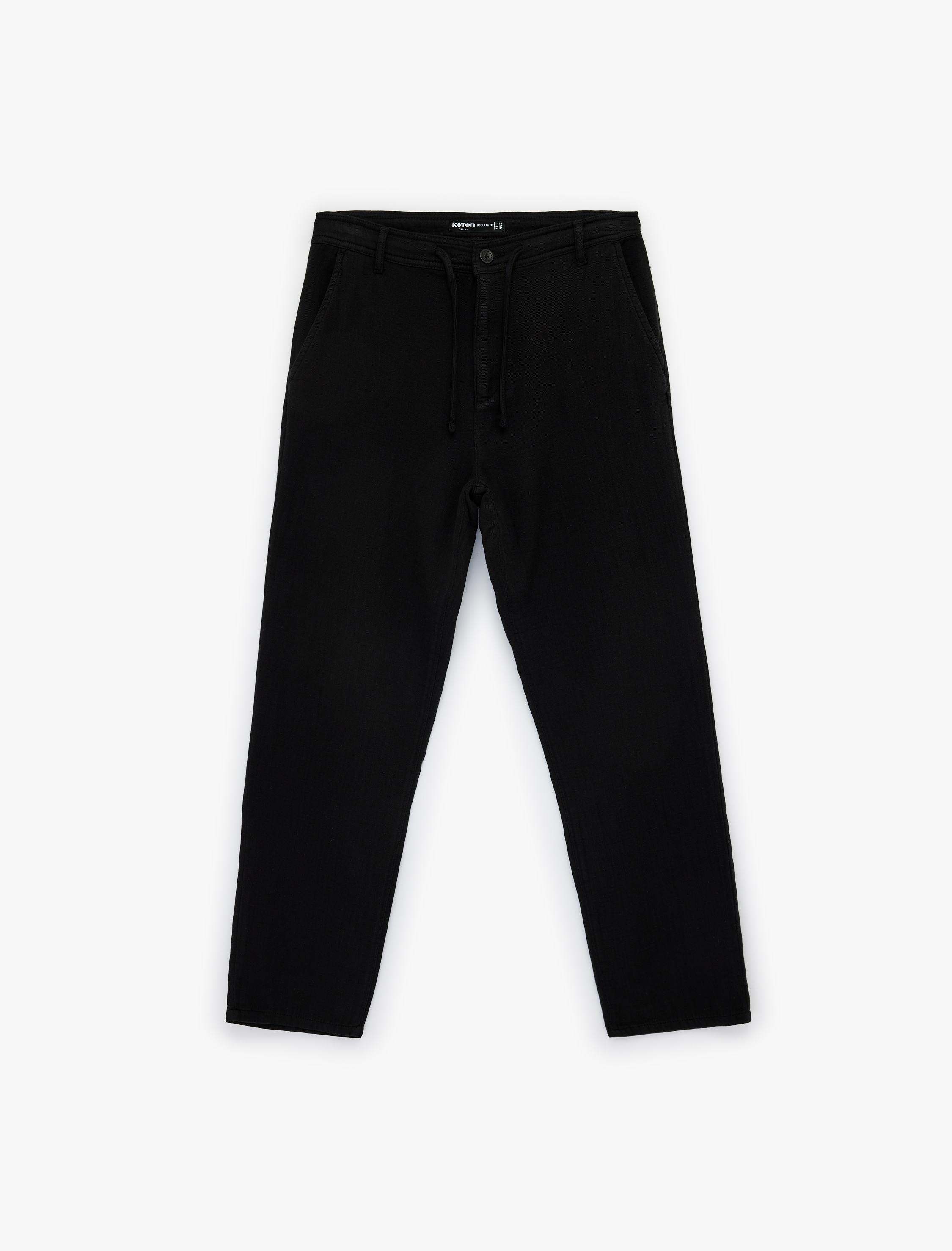   Pamuklu Cepli Straight Fit Beli Bağcıklı Düğmeli Pantolon