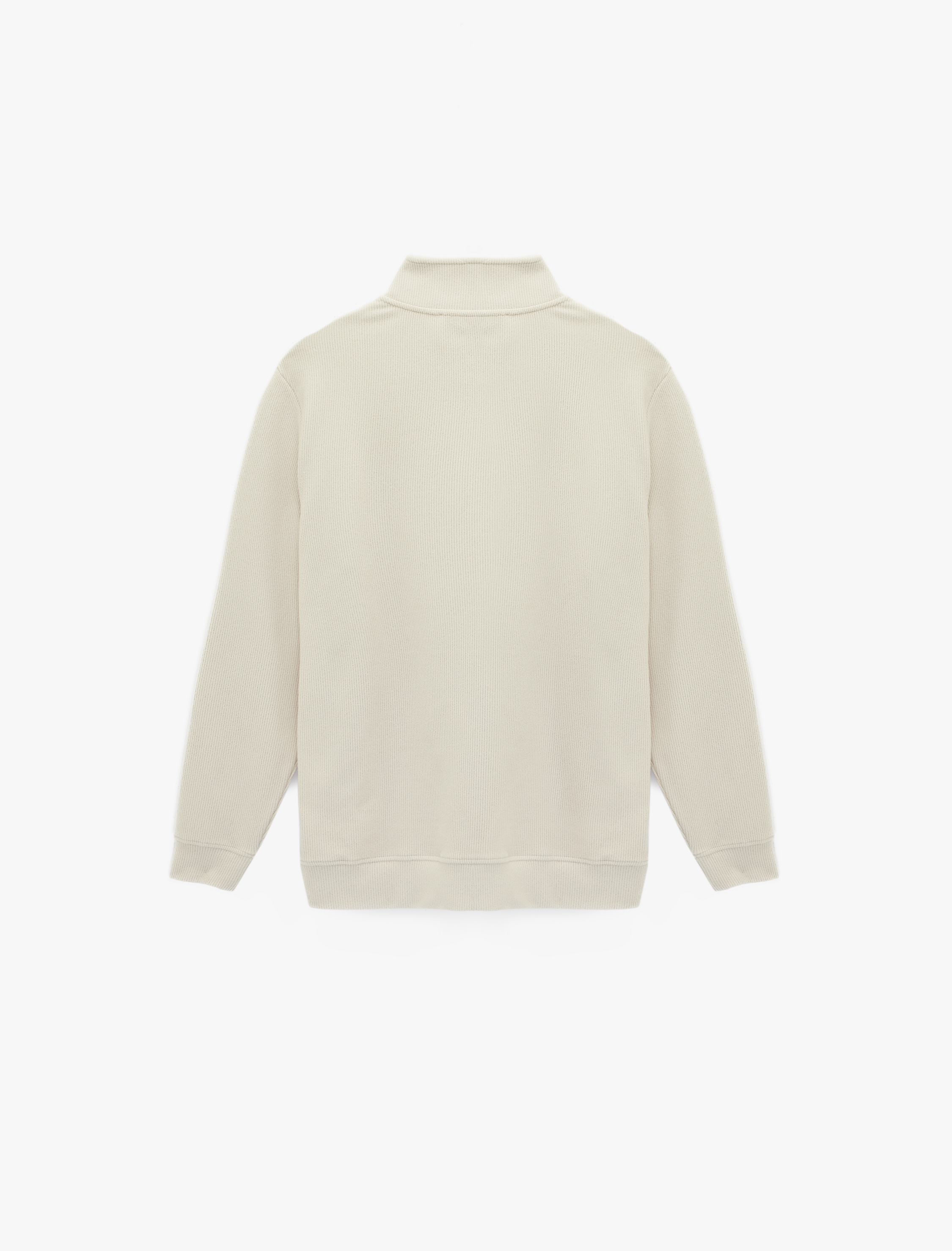   Uzun Kollu Regular Fit Fitilli Basic Yarım Fermuarlı Sweatshirt