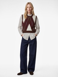 Bisiklet Yaka Baklava Desenli Süveter